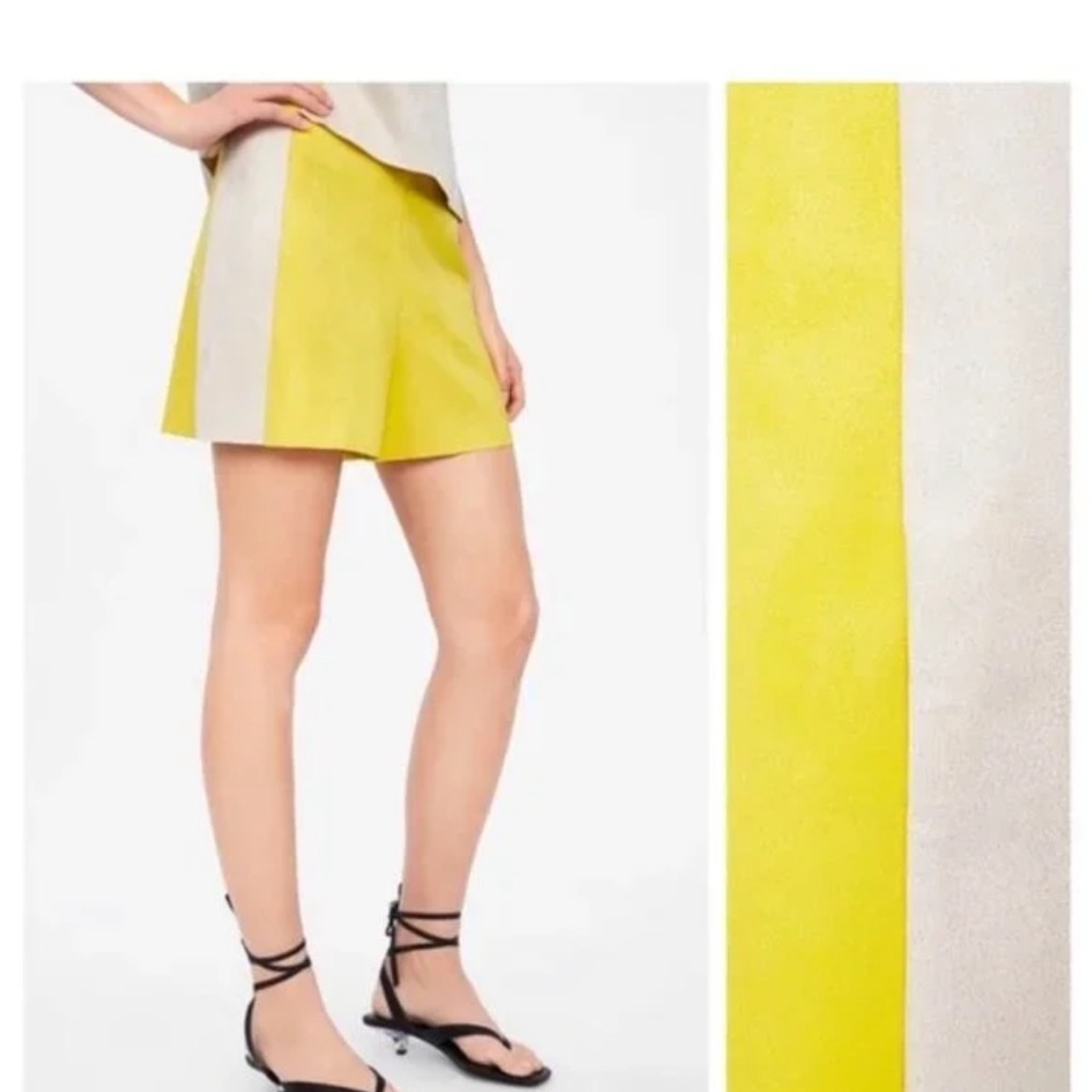 Zara Faux Suede Bermuda Shorts Colorblock High Waisted Small